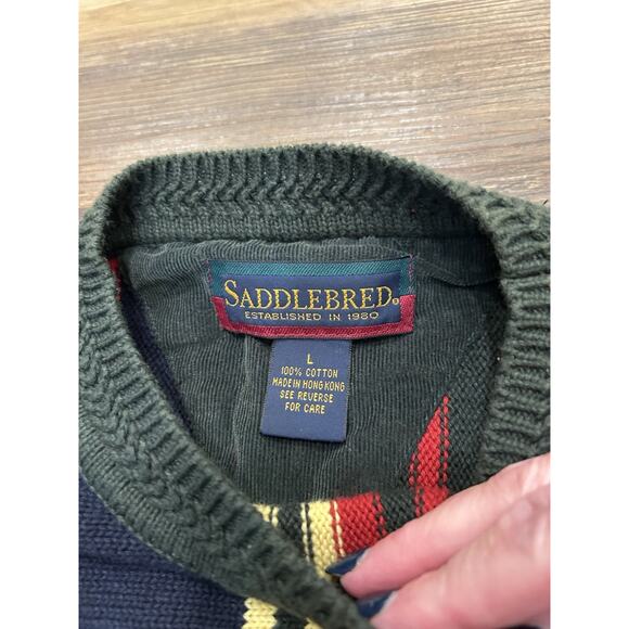 Vtg Saddlebread Stripes Pullover Crewneck Sweater Mens Sz Large 80's Grandpacore - Picture 7 of 11